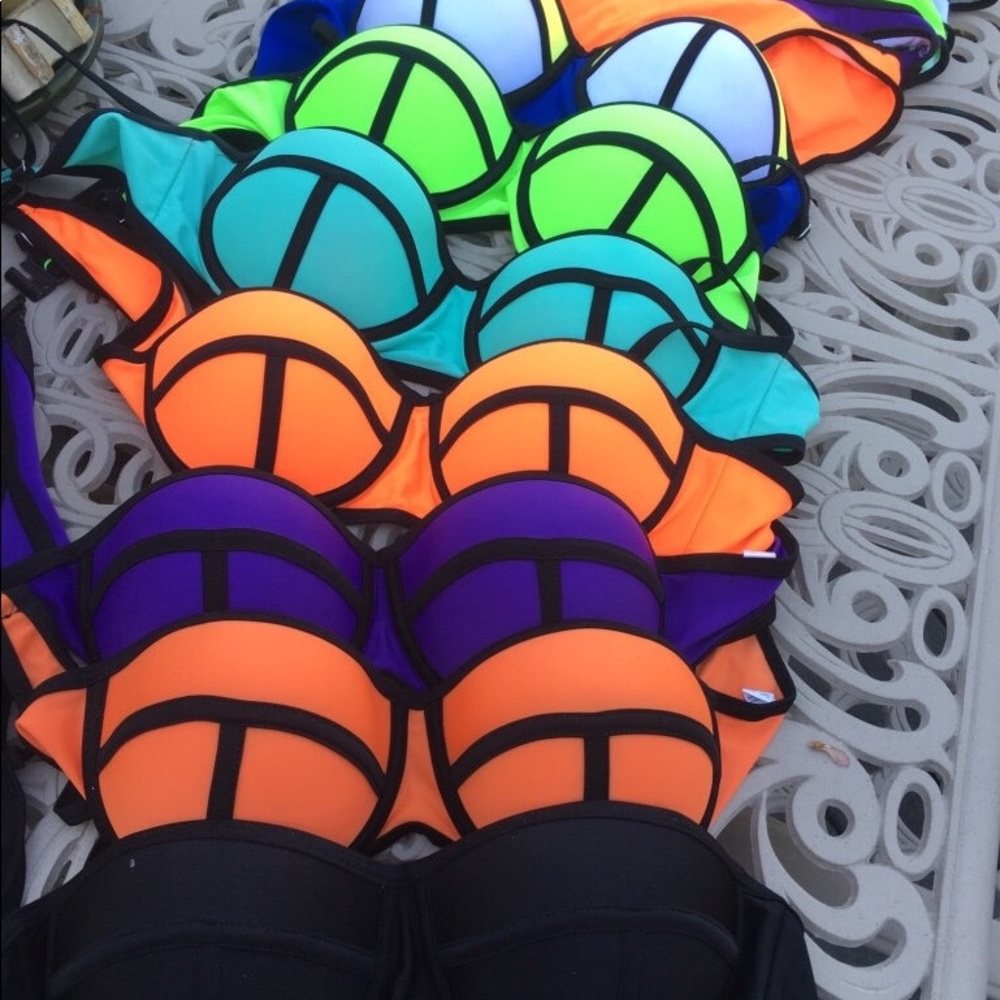 Brand new! Neon caged-bra bikini swimwear
